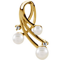 14K Yellow Gold Akoya Cultured Pearl and 1/10 CTW Diamond Pendant